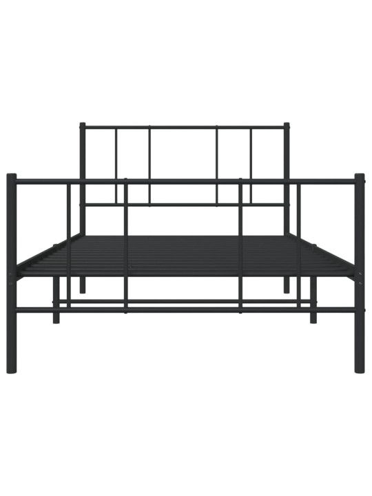 Gultas rāmis ar galvgali un kājgali, melns metāls, 80x200 cm