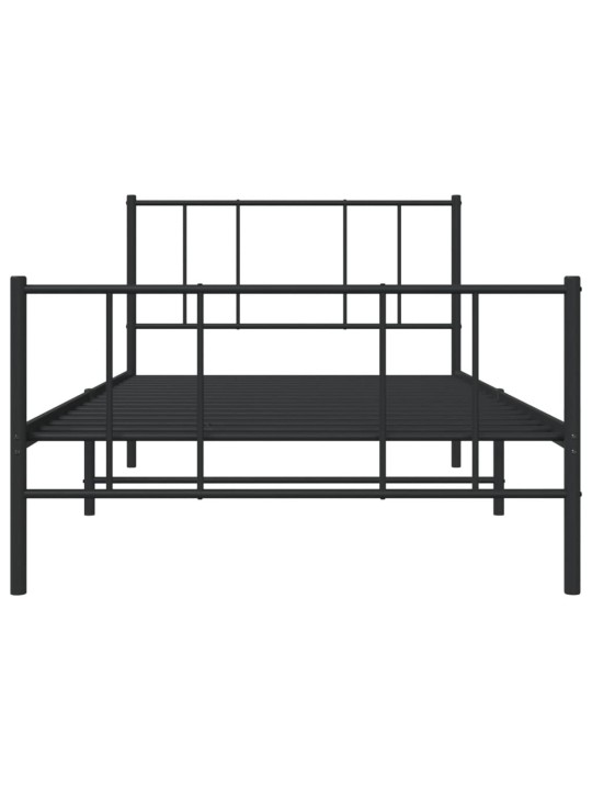 Gultas rāmis ar galvgali un kājgali, melns metāls, 90x200 cm