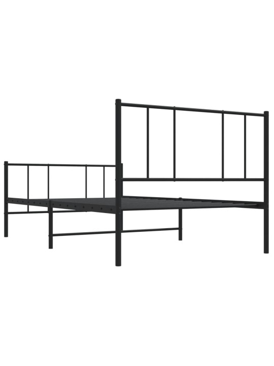 Gultas rāmis ar galvgali un kājgali, melns metāls, 90x200 cm