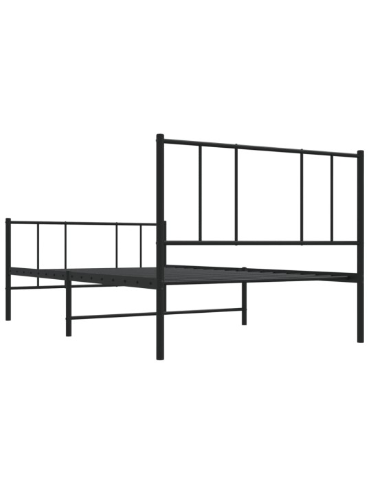 Gultas rāmis ar galvgali un kājgali, melns metāls, 100x190 cm