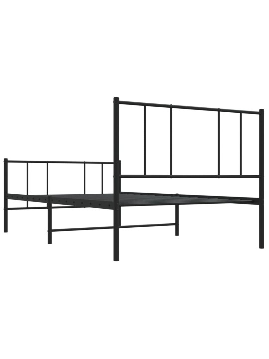 Gultas rāmis ar galvgali un kājgali, melns metāls, 107x203 cm