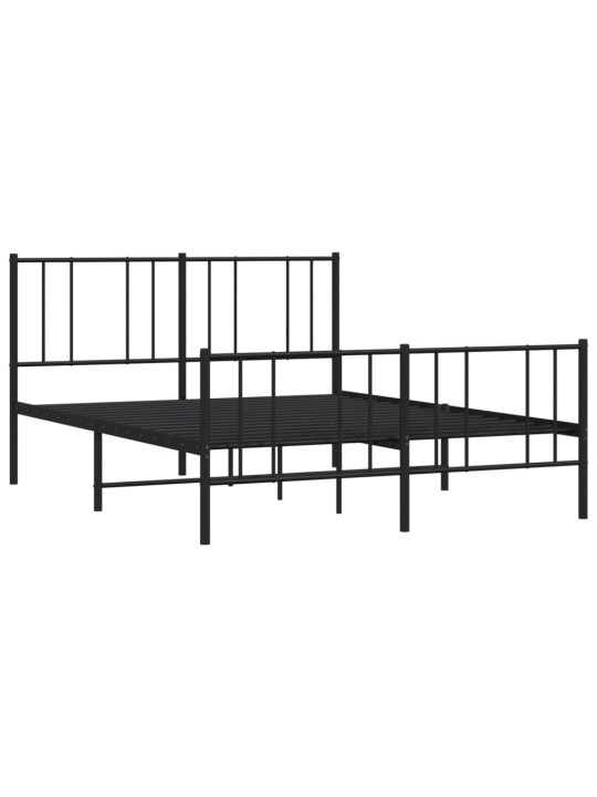Gultas rāmis ar galvgali un kājgali, melns metāls, 120x190 cm