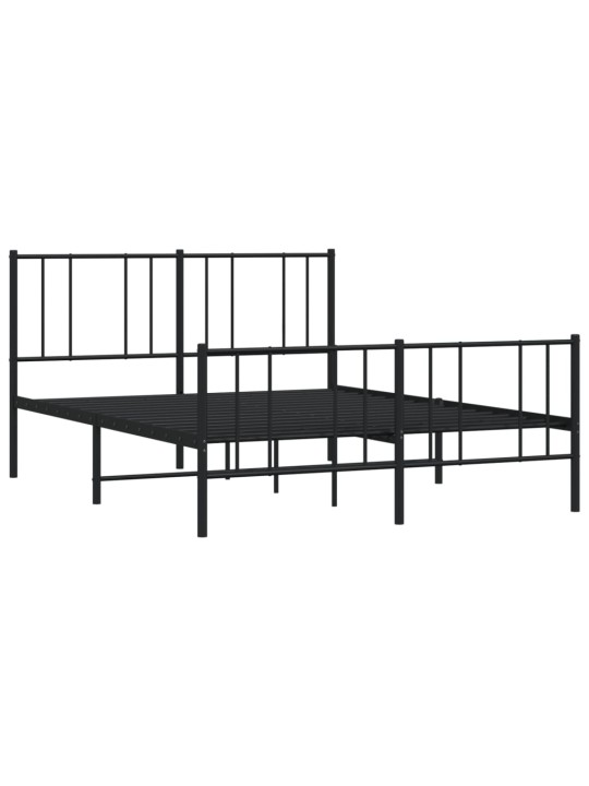 Gultas rāmis ar galvgali un kājgali, melns metāls, 120x200 cm