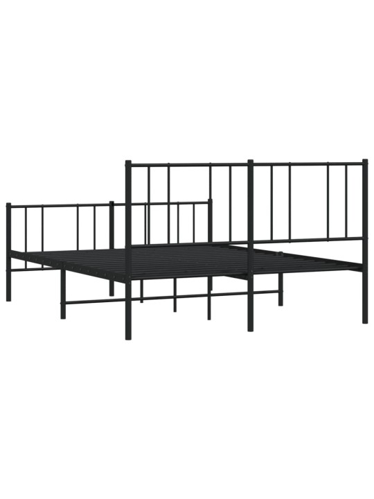 Gultas rāmis ar galvgali un kājgali, melns metāls, 120x200 cm