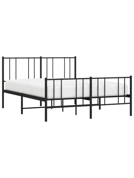Gultas rāmis ar galvgali un kājgali, melns metāls, 135x190 cm