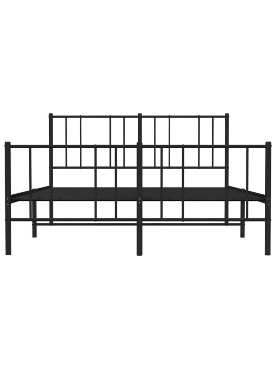 Gultas rāmis ar galvgali un kājgali, melns metāls, 135x190 cm