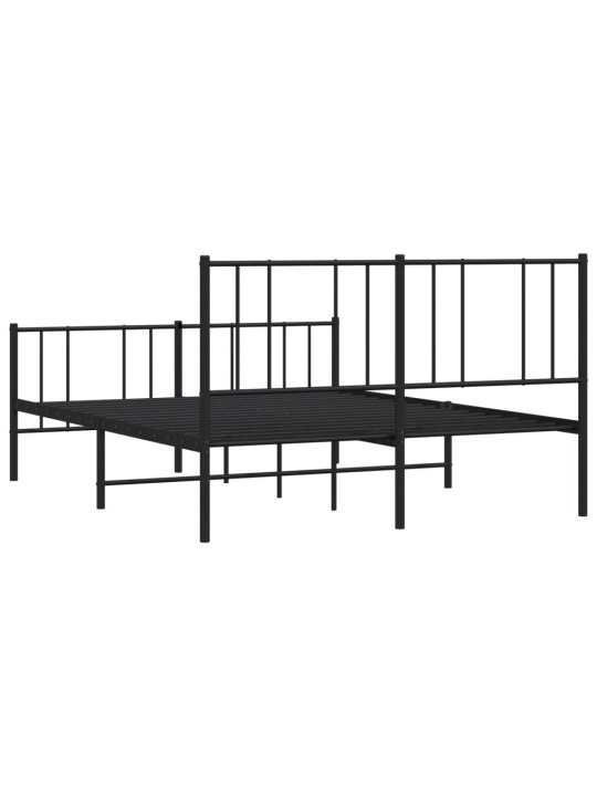 Gultas rāmis ar galvgali un kājgali, melns metāls, 135x190 cm