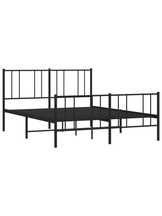 Gultas rāmis ar galvgali un kājgali, melns metāls, 140x200 cm