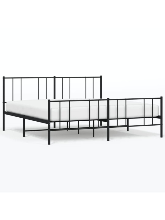 Gultas rāmis ar galvgali un kājgali, melns metāls, 200x200 cm