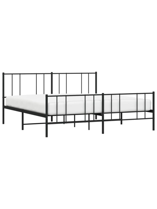 Gultas rāmis ar galvgali un kājgali, melns metāls, 200x200 cm