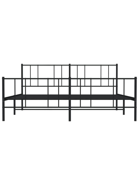 Gultas rāmis ar galvgali un kājgali, melns metāls, 200x200 cm