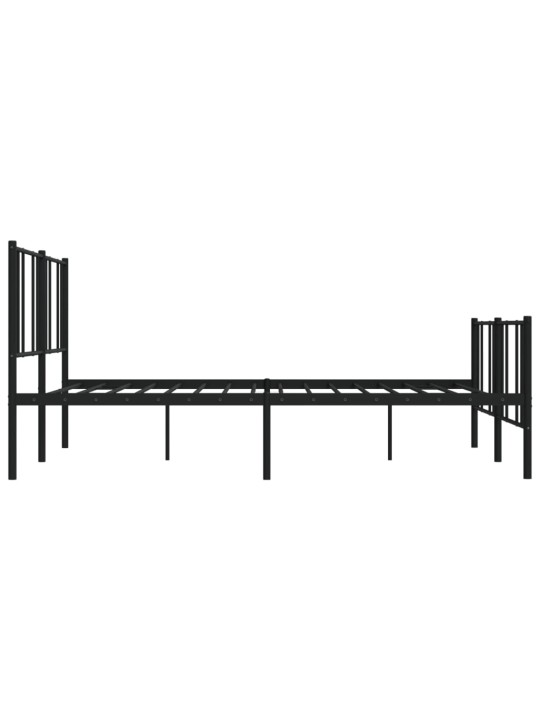 Gultas rāmis ar galvgali un kājgali, melns metāls, 200x200 cm