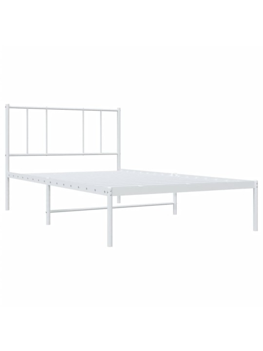 Gultas rāmis ar galvgali, balts metāls, 100x200 cm