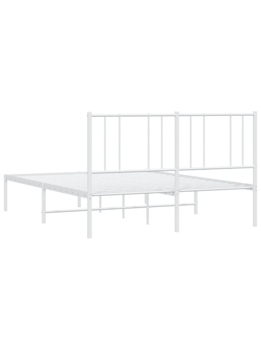 Gultas rāmis ar galvgali, balts metāls, 135x190 cm