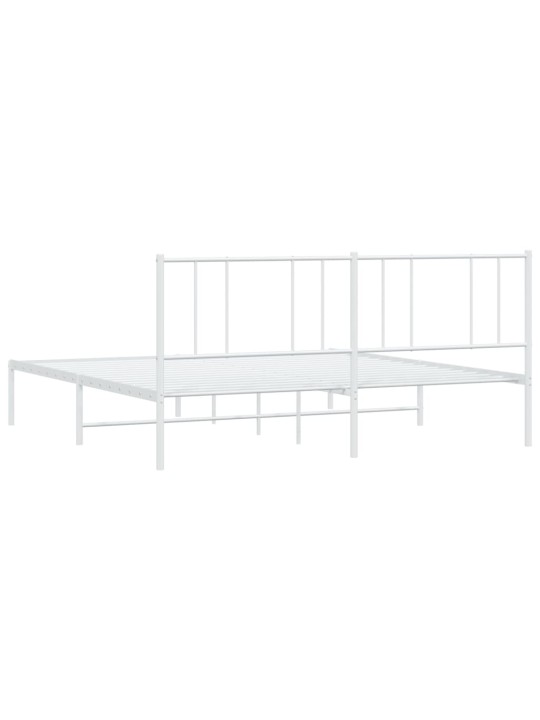 Gultas rāmis ar galvgali, balts metāls, 200x200 cm