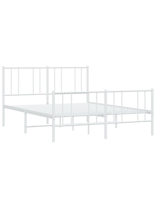 Gultas rāmis ar galvgali un kājgali, balts metāls, 135x290 cm