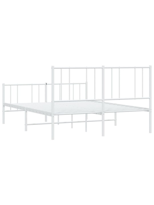 Gultas rāmis ar galvgali un kājgali, balts metāls, 140x190 cm