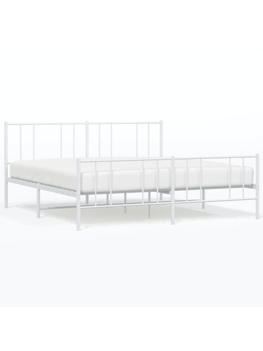 Gultas rāmis ar galvgali un kājgali, balts metāls, 200x200 cm