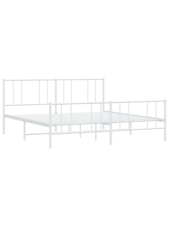 Gultas rāmis ar galvgali un kājgali, balts metāls, 200x200 cm