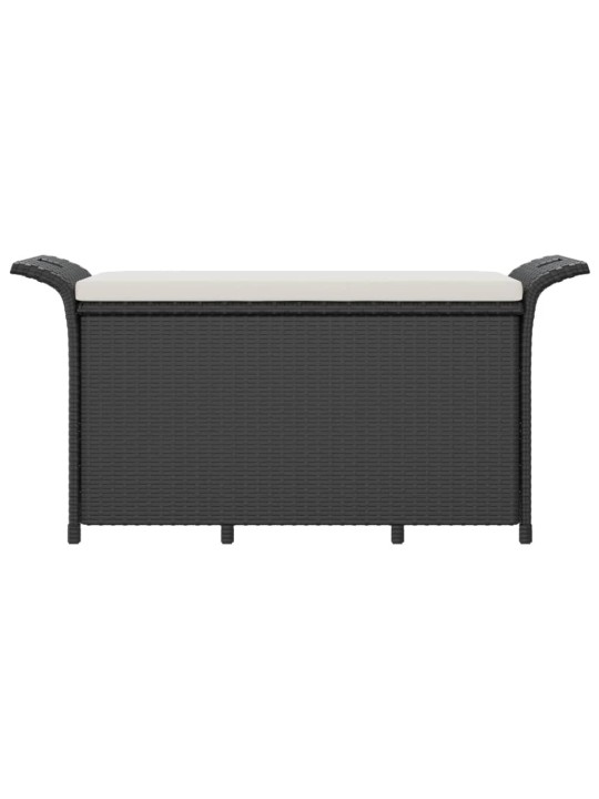 Dārza sols ar matraci, 116x46x57 cm, PE rotangpalma, melns