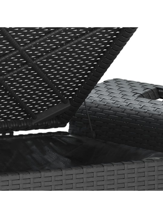 Dārza sols ar matraci, 116x46x57 cm, PE rotangpalma, melns
