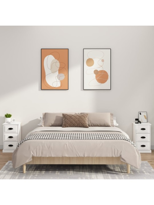 Naktsgaldiņš, spīdīgi balts, 39x39x67 cm, inženierijas koks