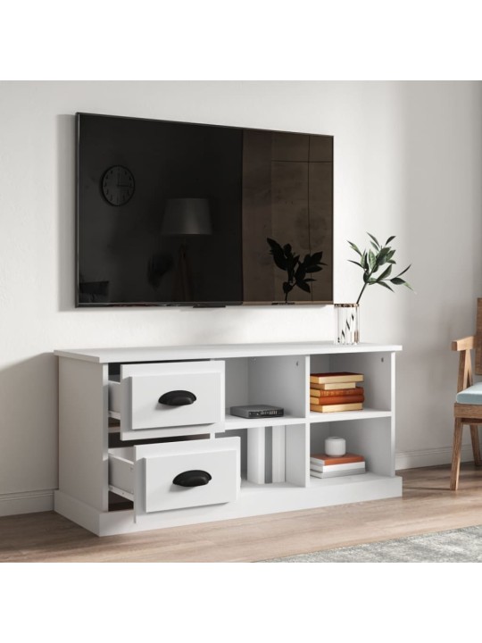 Tv skapītis, balts, 102x35,5x47,5 cm, inženierijas koks