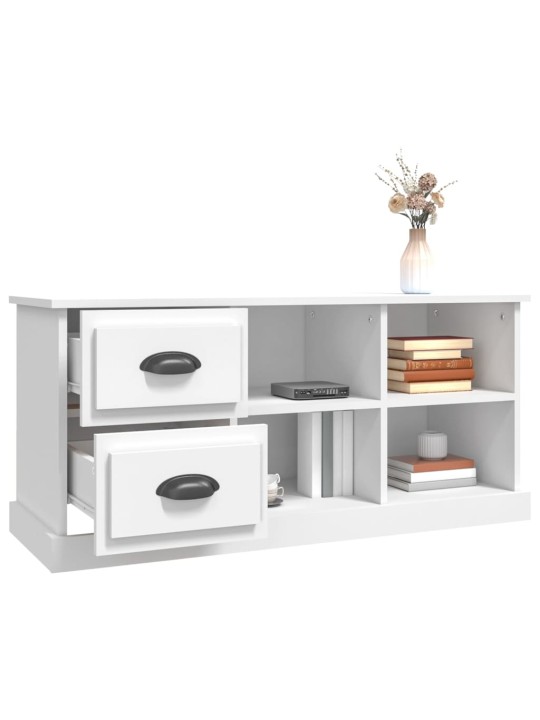 Tv skapītis, balts, 102x35,5x47,5 cm, inženierijas koks