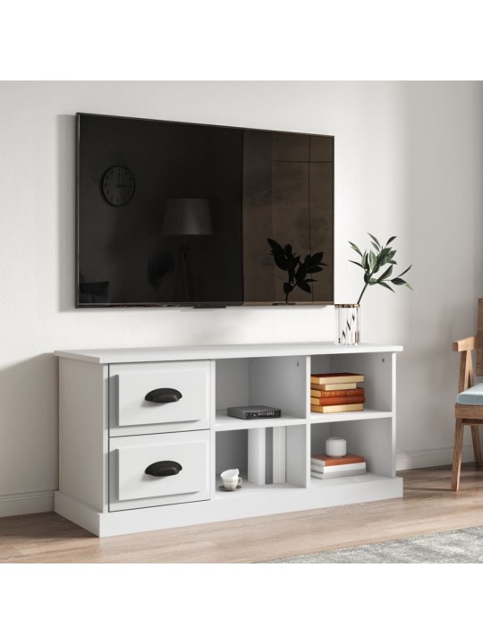 Tv skapītis, balts, 102x35,5x47,5 cm, inženierijas koks