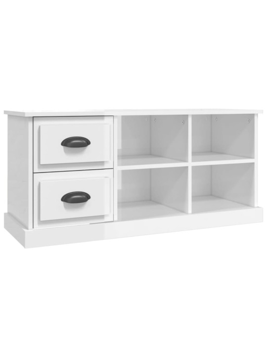 Tv skapītis, spīdīgi balts, 102x35,5x47,5 cm, inženierijas koks