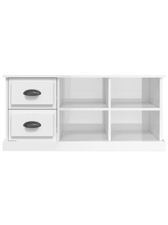 Tv skapītis, spīdīgi balts, 102x35,5x47,5 cm, inženierijas koks