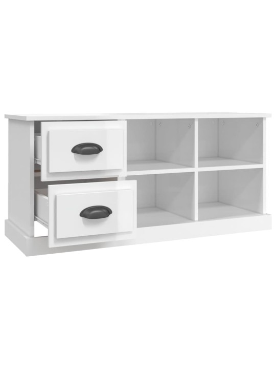 Tv skapītis, spīdīgi balts, 102x35,5x47,5 cm, inženierijas koks