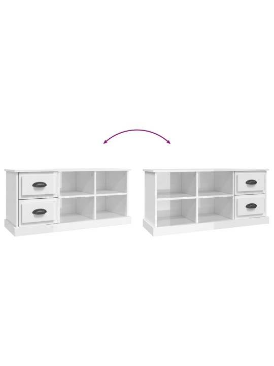 Tv skapītis, spīdīgi balts, 102x35,5x47,5 cm, inženierijas koks