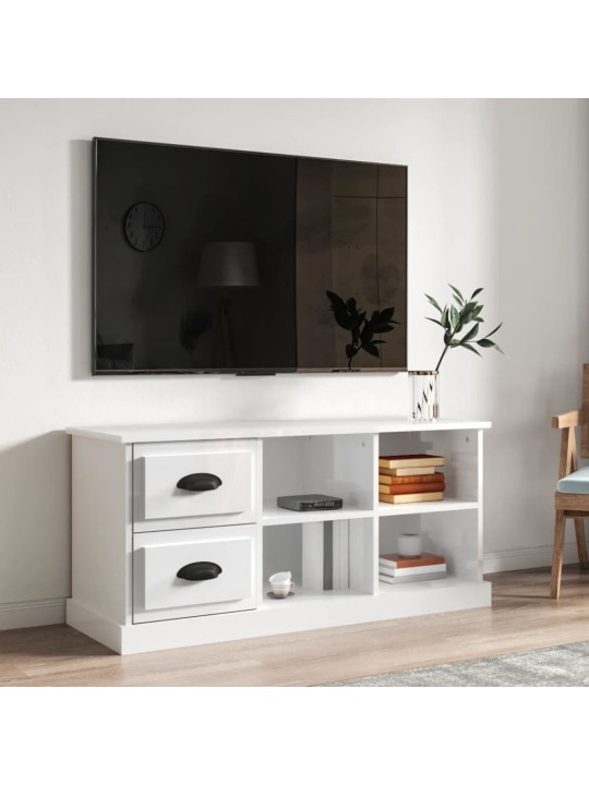 Tv skapītis, spīdīgi balts, 102x35,5x47,5 cm, inženierijas koks
