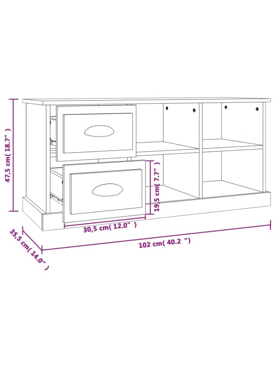 Tv skapītis, ozolkoka krāsa, 102x35,5x47,5cm, inženierijas koks