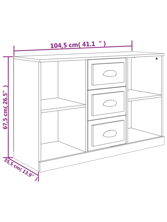 Kumode, 104,5x35,5x67,5 cm, inženierijas koks, balta