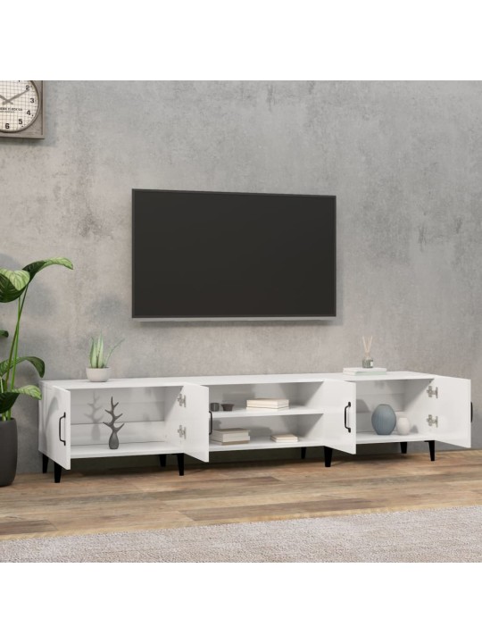 Tv skapītis, 180x31,5x40 cm, inženierijas koks, spīdīgi balts