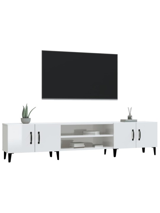 Tv skapītis, 180x31,5x40 cm, inženierijas koks, spīdīgi balts