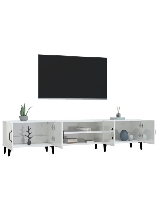 Tv skapītis, 180x31,5x40 cm, inženierijas koks, spīdīgi balts