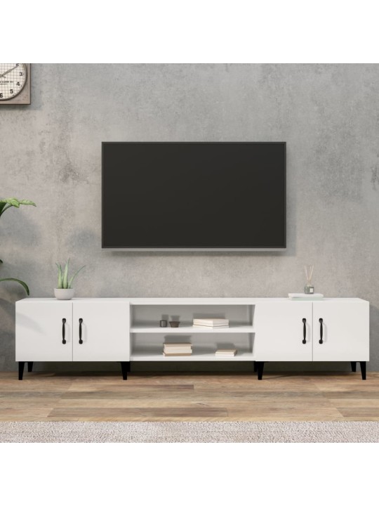 Tv skapītis, 180x31,5x40 cm, inženierijas koks, spīdīgi balts