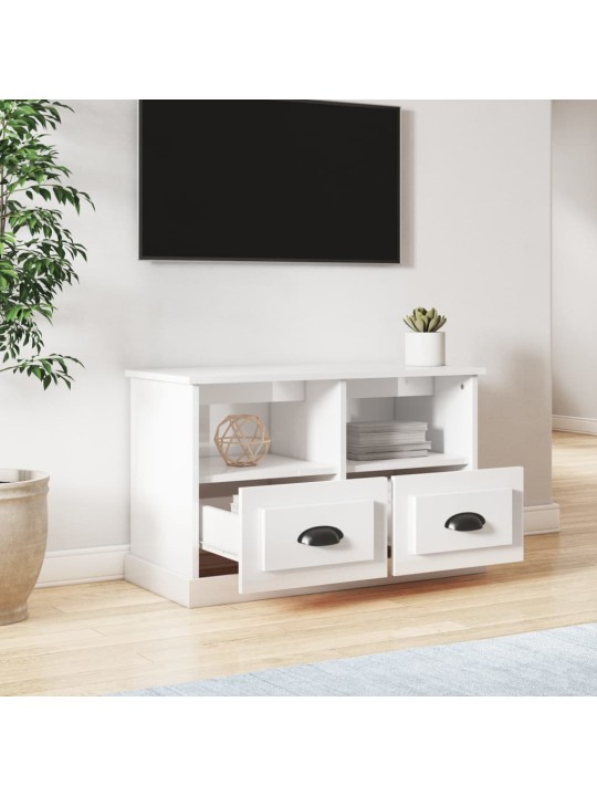 Tv skapītis, spīdīgi balts, 80x35x50 cm, inženierijas koks