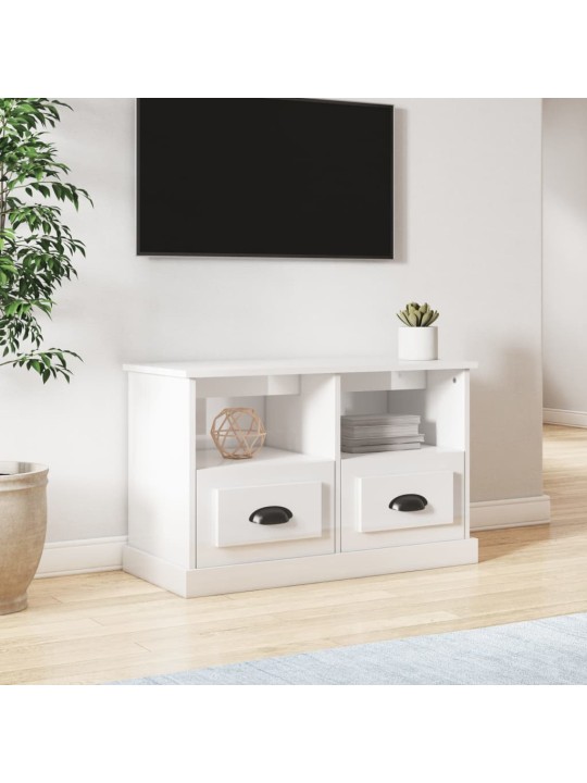 Tv skapītis, spīdīgi balts, 80x35x50 cm, inženierijas koks