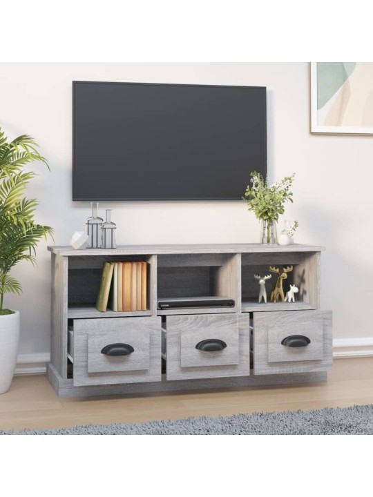 Tv skapītis, pelēka ozolkoka, 100x35x50 cm, inženierijas koks