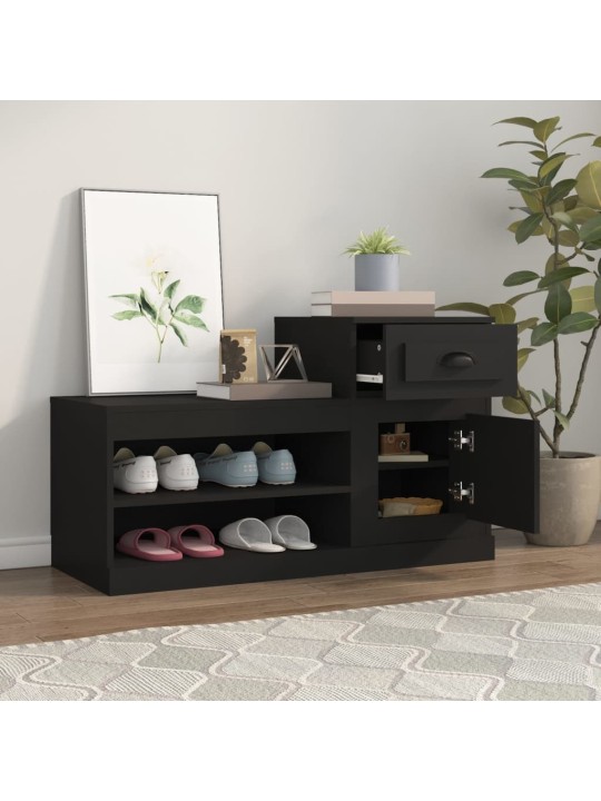 Apavu plaukts, melns, 100x42x60 cm, inženierijas koks