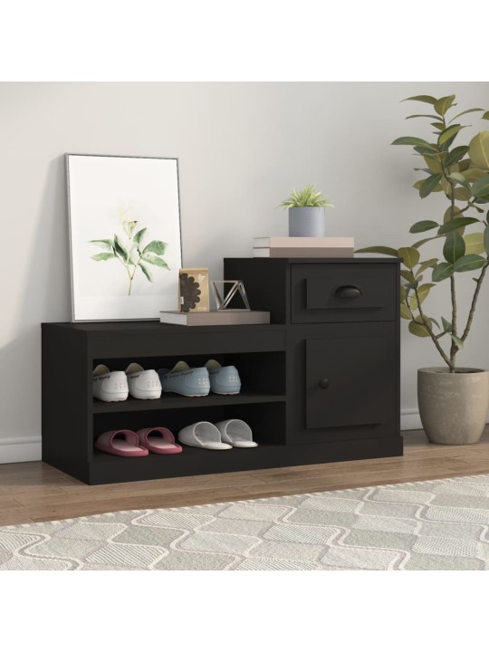 Apavu plaukts, melns, 100x42x60 cm, inženierijas koks