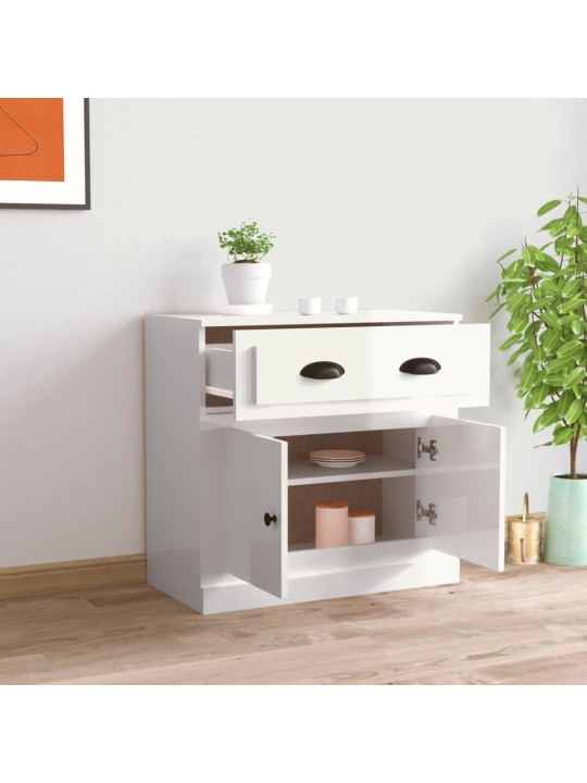Kumode, spīdīgi balta, 70x35,5x67,5 cm, inženierijas koks