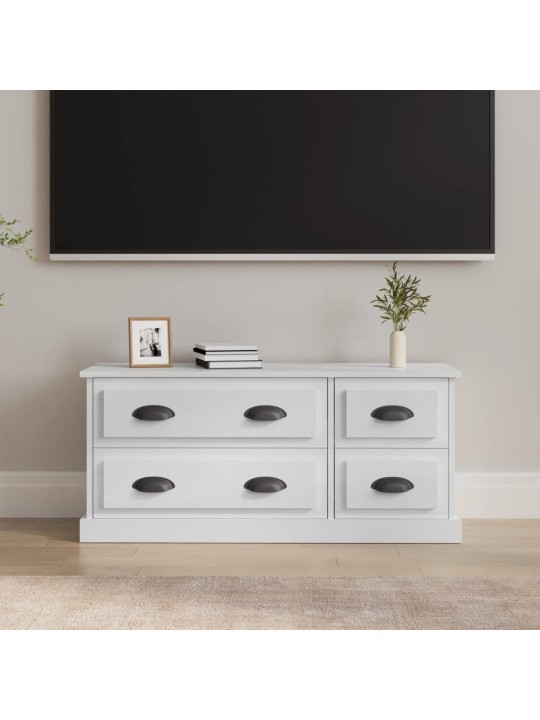 Tv skapītis, spīdīgi balts, 100x35,5x45 cm, inženierijas koks