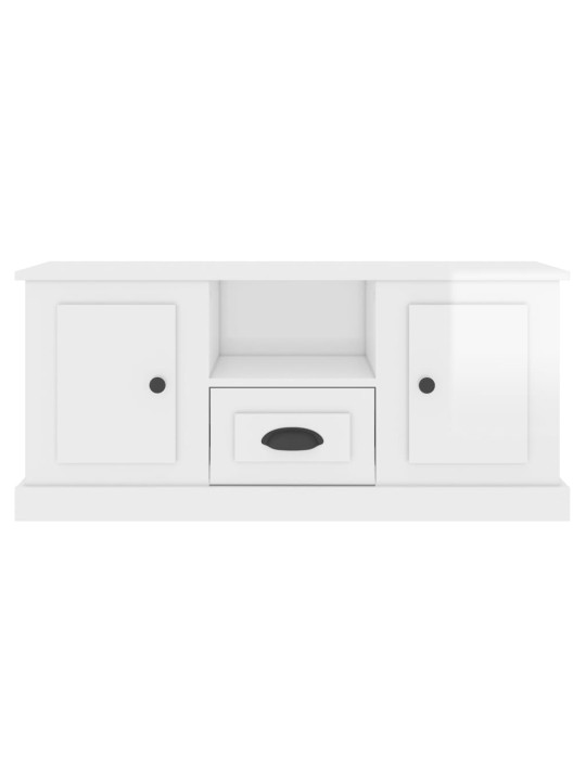 Tv skapītis, spīdīgi balts, 100x35,5x45 cm, inženierijas koks