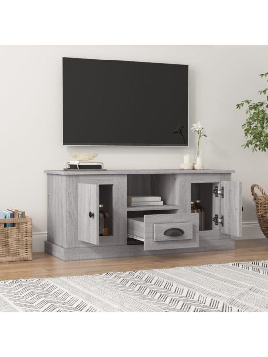 Tv skapītis, pelēka ozolkoka, 100x35,5x45 cm, inženierijas koks