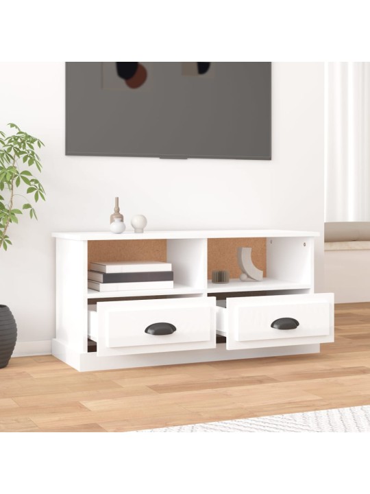 Tv skapītis, 93x35,5x45 cm, inženierijas koks, spīdīgi balts